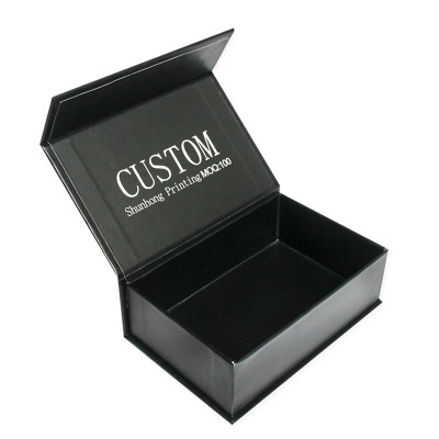 Manufacturer Customer's luxury gift clothing box UV Coating logo black paper packaging boxes